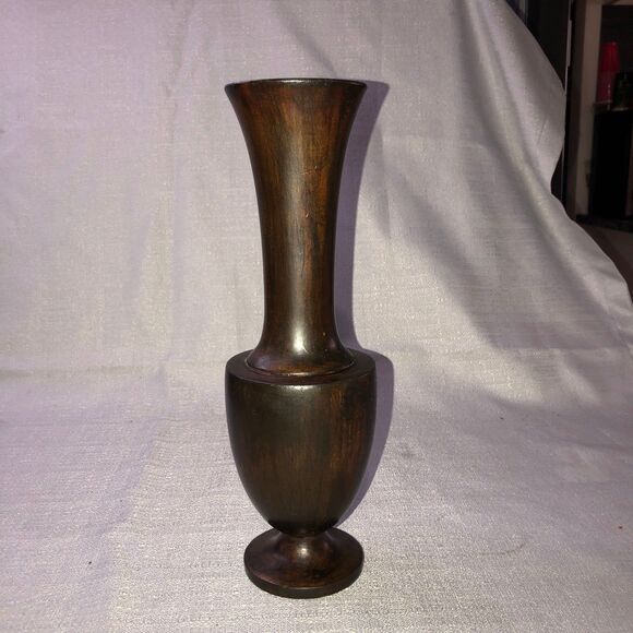 Vintage Wooden Bud Vase, Simple Elegance, Moroccan Style, Asian Wood, Flowers - Picture 1 of 7